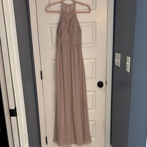 Revelry Taupe Halter Maxi Dress